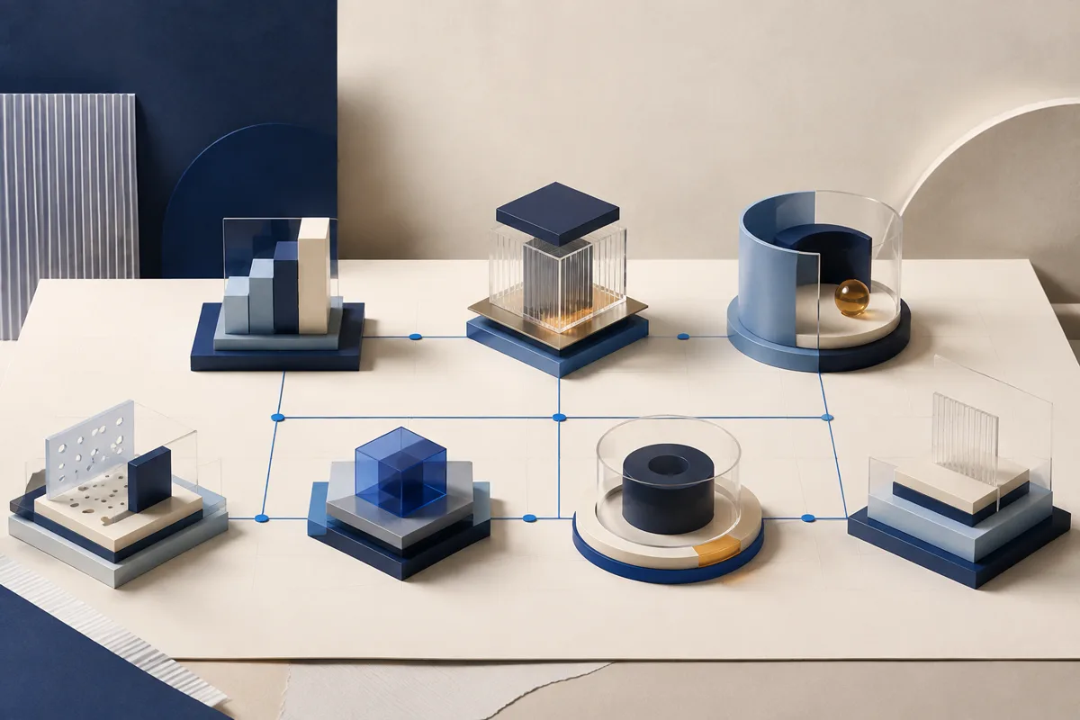 Sept modules reliés représentant le panorama des outils comptables avec IA