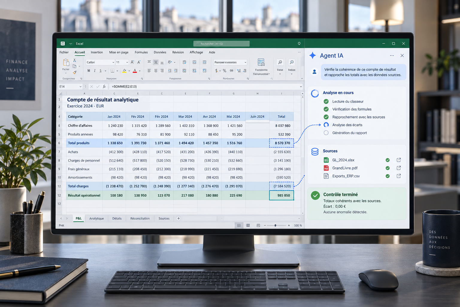 Un agent LLM contrôle un classeur Excel et cite ses sources